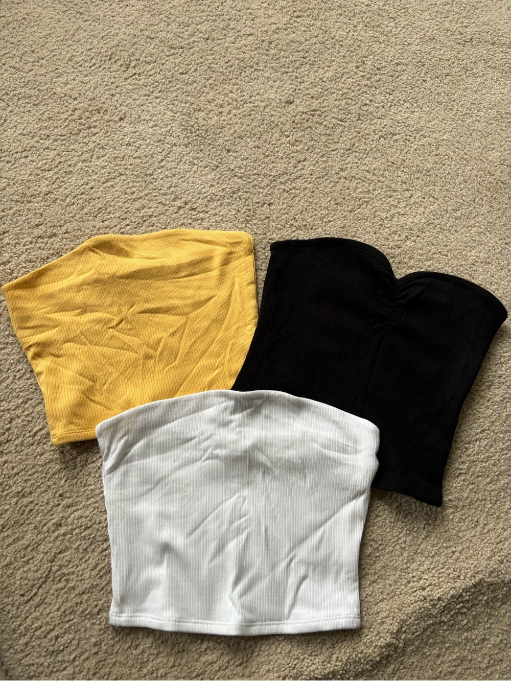 Hollister Ribbed Strapless Tube Tops — Yellow, Black, White